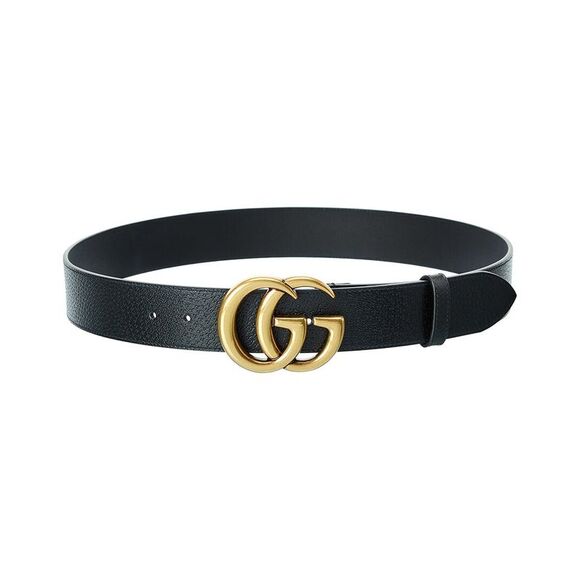 Gucci Double G Unisex Leather Belt, Black - Picture 1 of 2